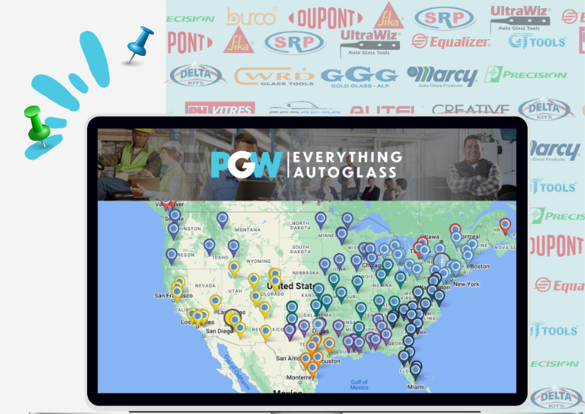 All PGW Locations on a computer screen with PGW Vendors in the background.