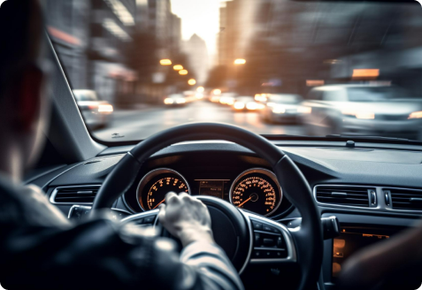 Man driving in a car.